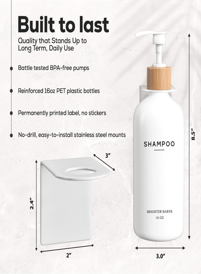 Brighter Barns White Shampoo and Conditioner Dispenser Set Wall Mounted by Brighter Barns - Shower Dispenser 3 Chamber No Drill - Refillable Shampoo and Conditioner Bottles for Shower Wall in Airbnb, Hotel (White) - Image 3